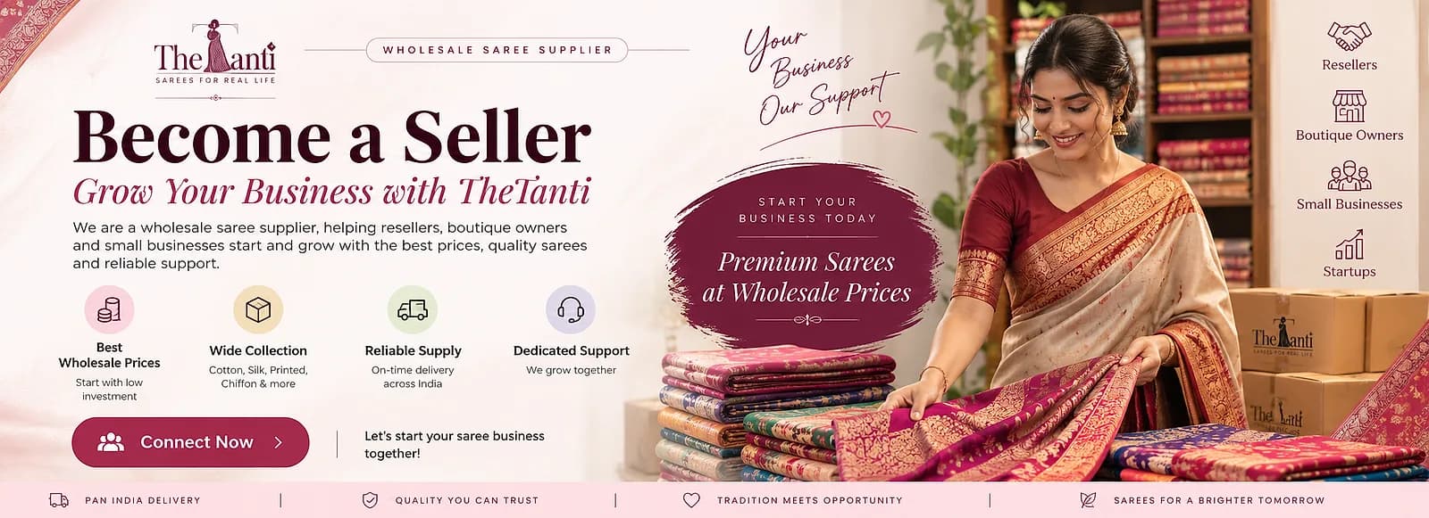 TheTanti business enquiries — wholesale and bulk saree orders on WhatsApp